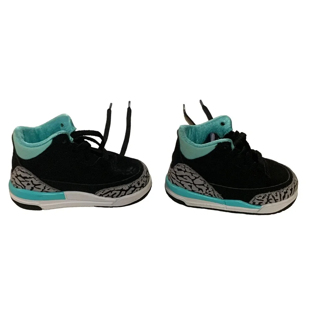 Nike Air Jordan 3 Retro BT Bleached Turquoise Shoes 654964-045‎ Toddlers Size 4C